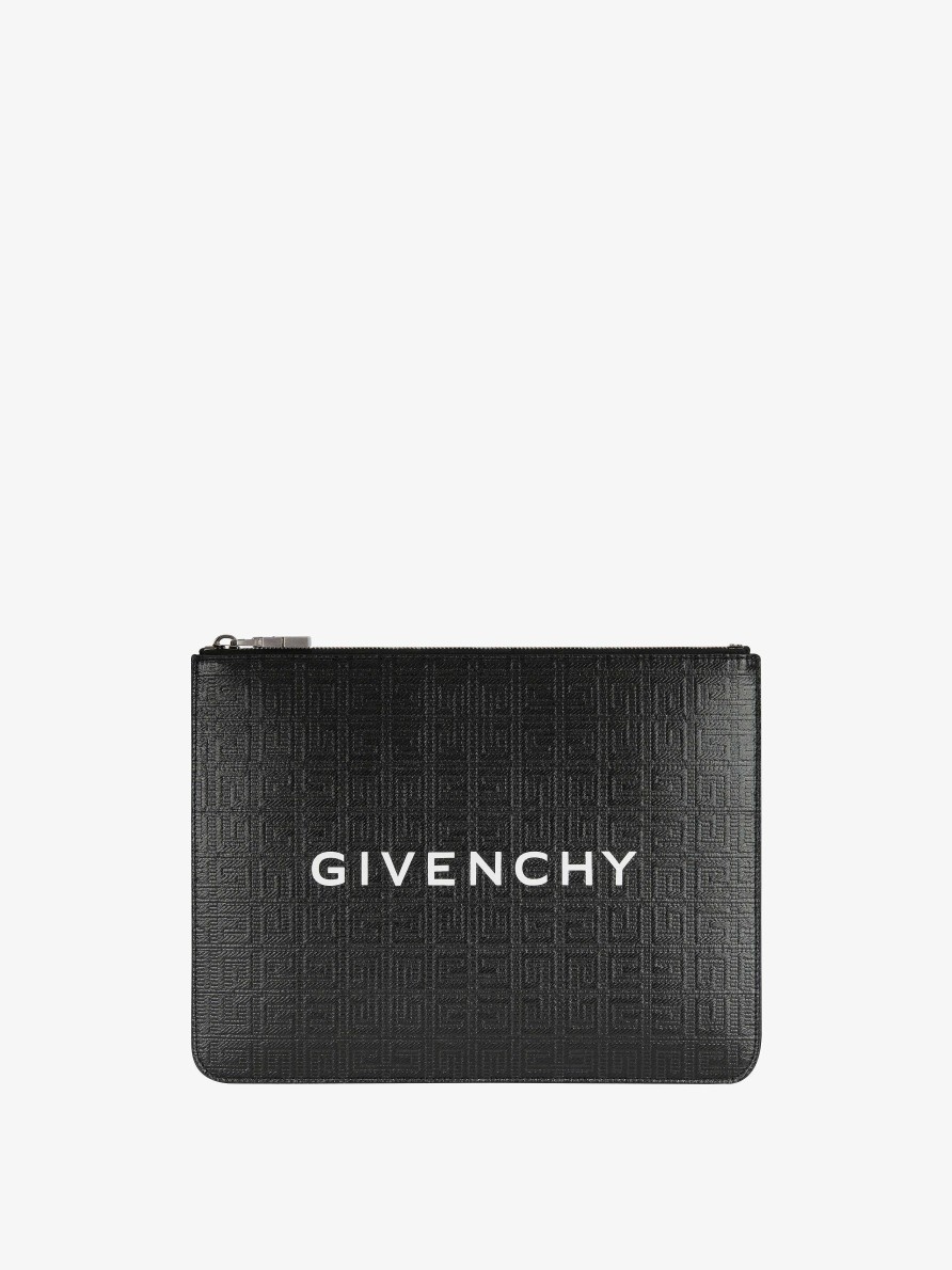 Men Givenchy Small Leather Goods | 4G Monogram Pouch In Coated Canvas Black