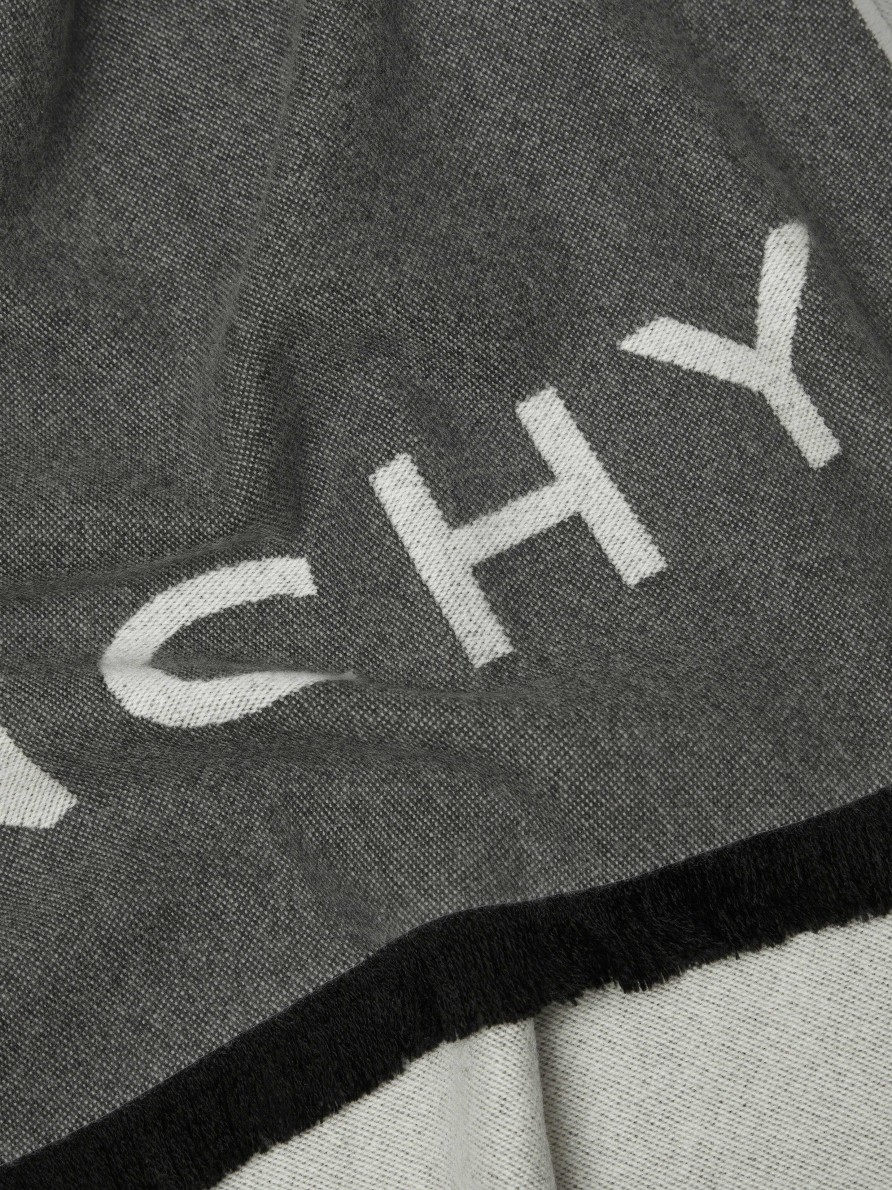 Women Givenchy Scarves | Givenchy 4G Scarf In Wool And Cashmere Black/White