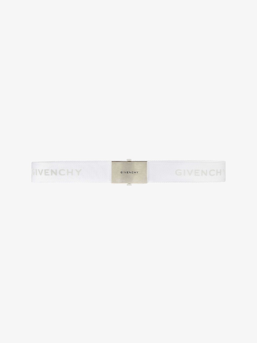 Men Givenchy Belts | Givenchy Skate Belt In Webbing White