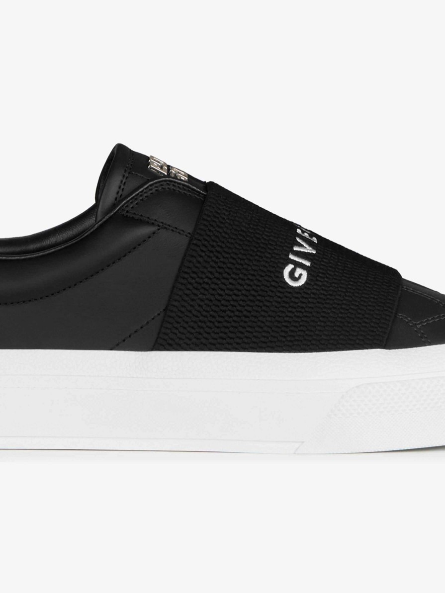 Men Givenchy Sneakers | City Sport Sneakers In Leather With Givenchy Strap Black