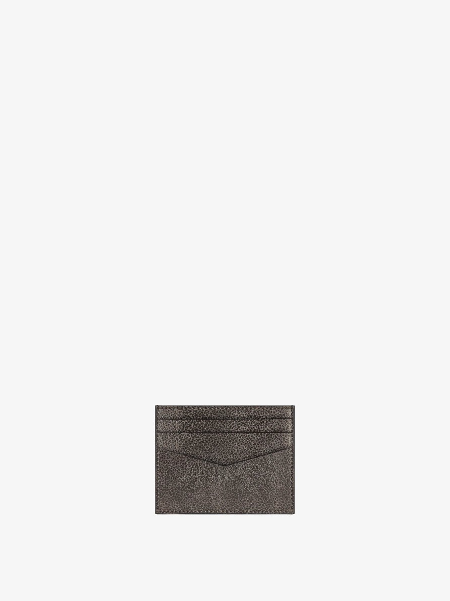 Men Givenchy Small Leather Goods | Givenchy Card Holder In Crackled Leather Black/Grey