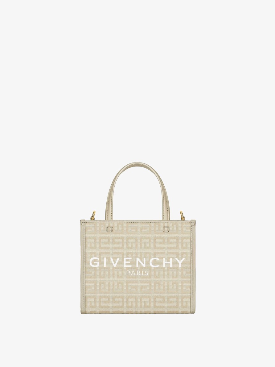 Women Givenchy G-Tote | Mini G-Tote Shopping Bag In 4G Coated Canvas Natural Beige