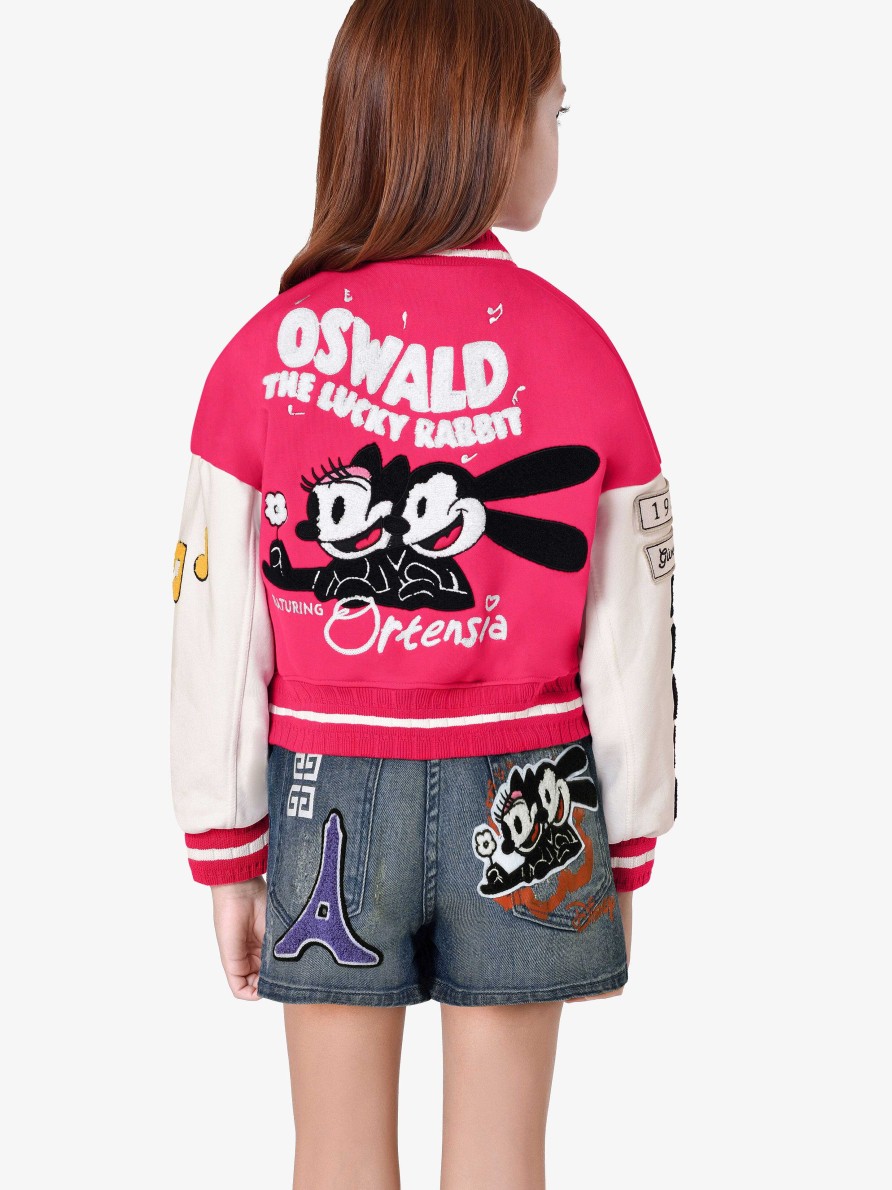 Women Givenchy Girl (4 To 12 Years) | Oswald Varsity Jacket In Fleece White/Pink