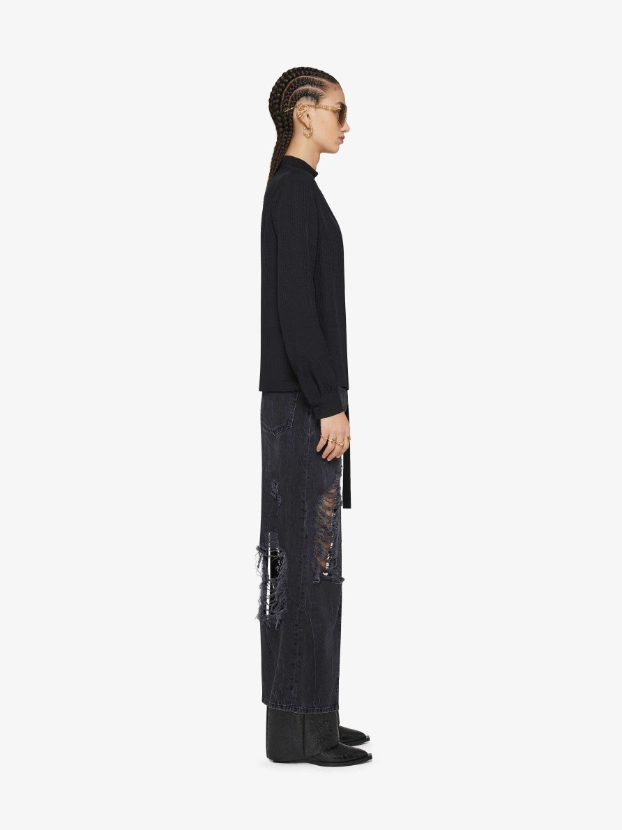 Women Givenchy Skirts | Skirt In Destroyed Denim With Slit Charcoal