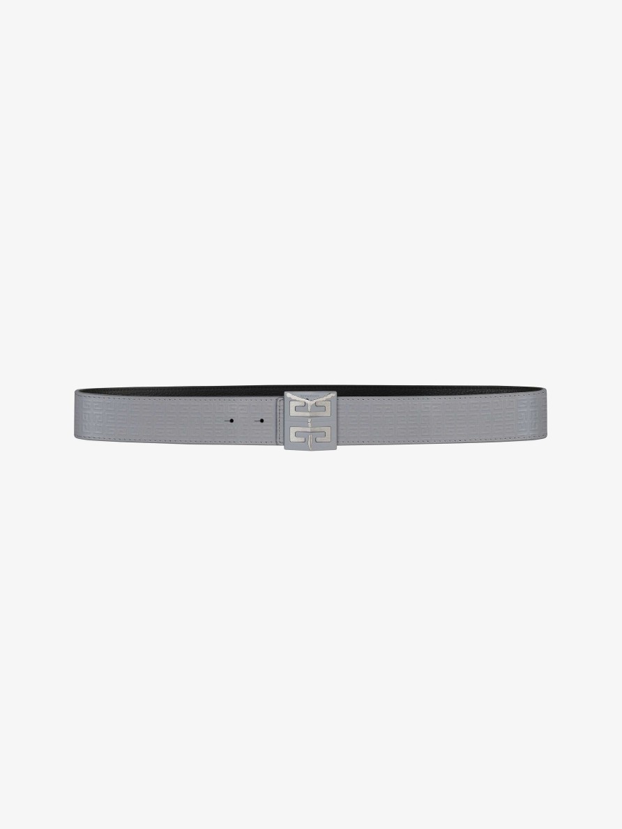 Men Givenchy Belts | 4G Reversible Belt In Micro 4G Leather Grey Mix