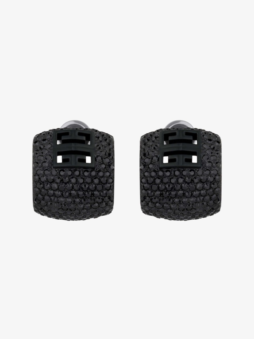 Women Givenchy Jewelry | 4G Earrings In Metal With Crystals Black