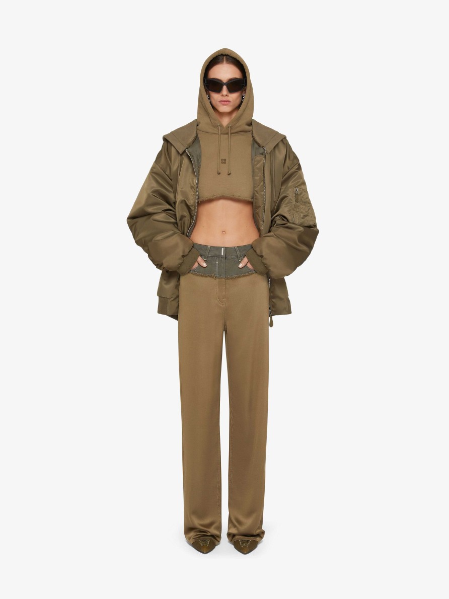 Women Givenchy Outerwear & Blousons | Oversized Hooded Bomber Jacket Dark Green