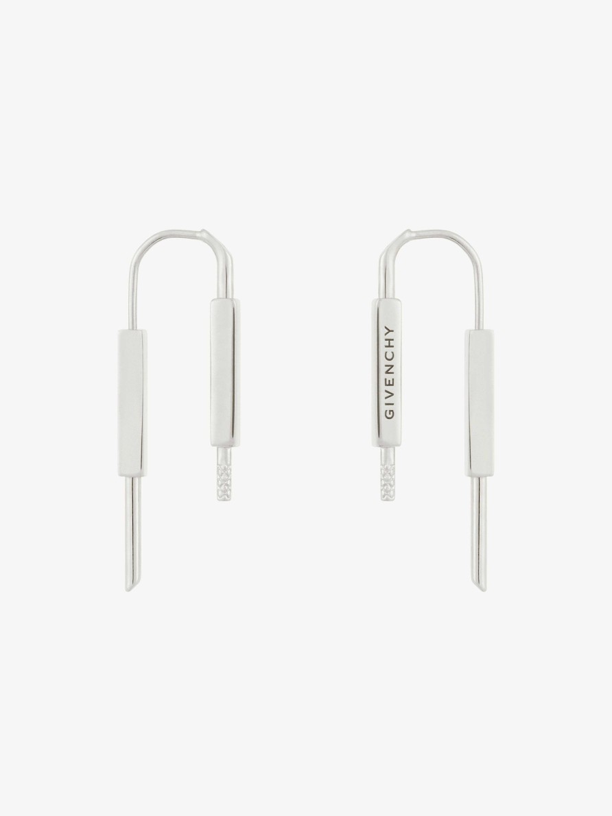 Men Givenchy Jewelry | U Lock Earrings In Metal Silvery