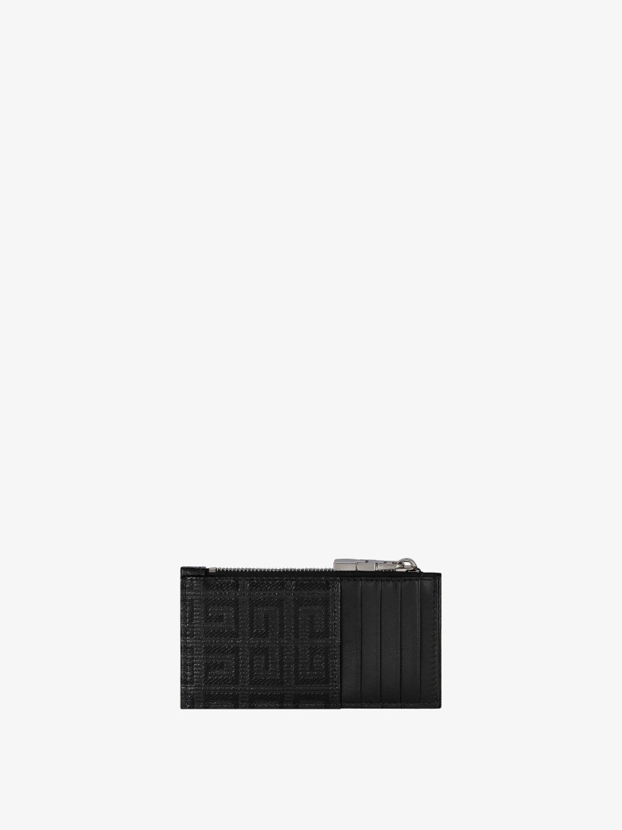 Men Givenchy Small Leather Goods | Zipped Card Holder In 4G Coated Canvas And Leather Black