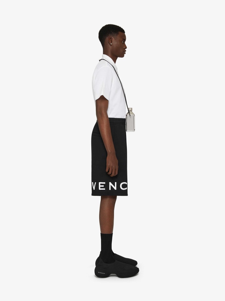 Men Givenchy Shorts | Givenchy 4G Bermuda Shorts In Fleece Black