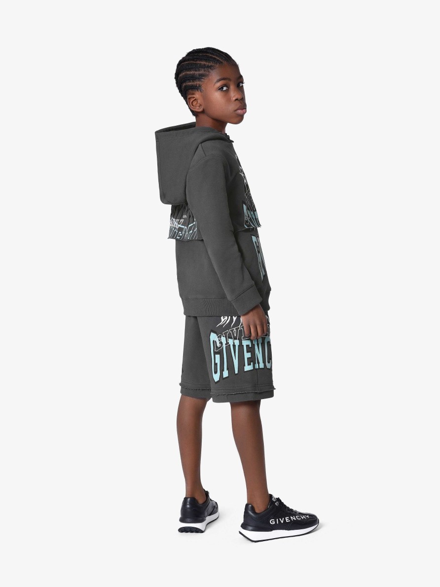 Men Givenchy Boy (4 To 12 Years) | Givenchy Bermuda Shorts In Fleece Grey Blue