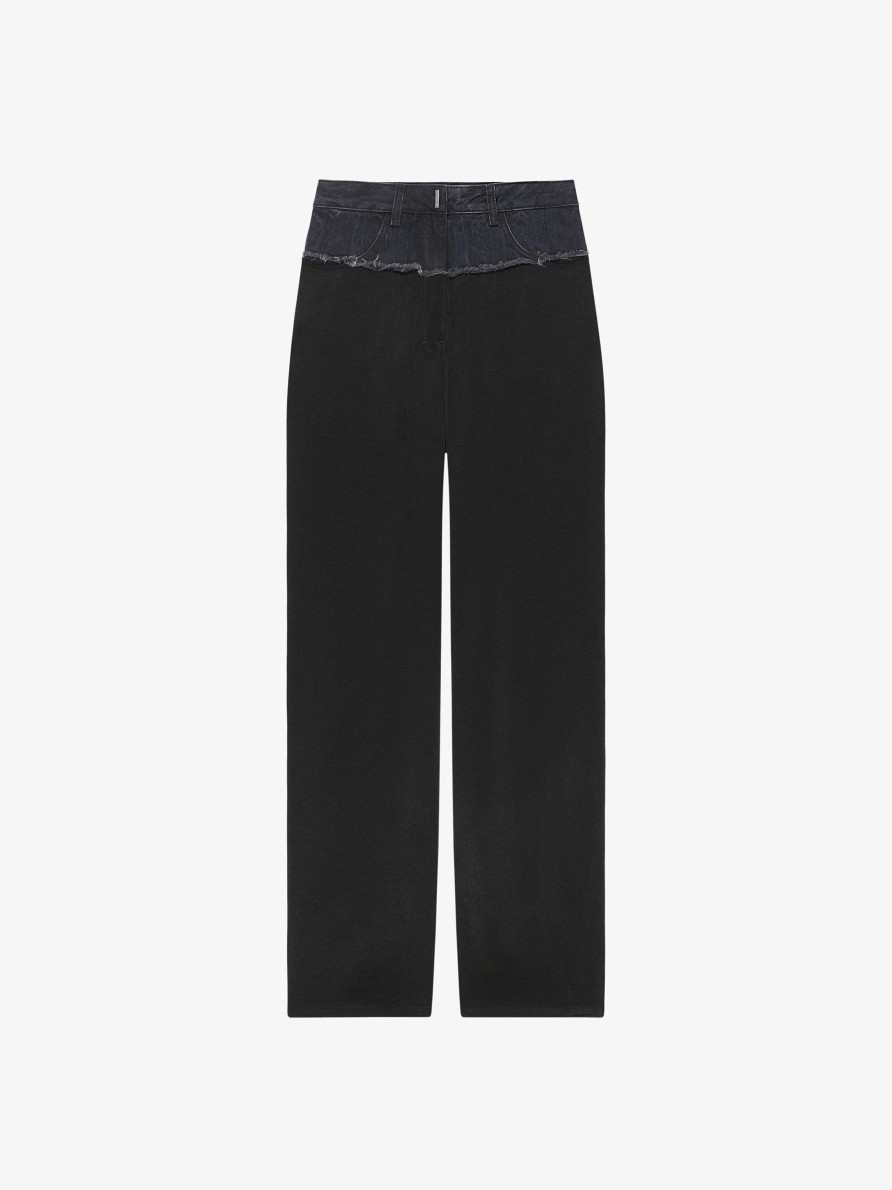 Women Givenchy Pants | Oversized Jeans In Mixed Denim Black