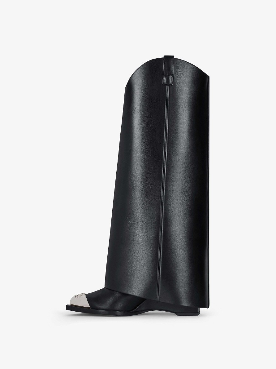 Women Givenchy Boots & Booties | Shark Lock Cowboy Boots In Corset Style Leather Black