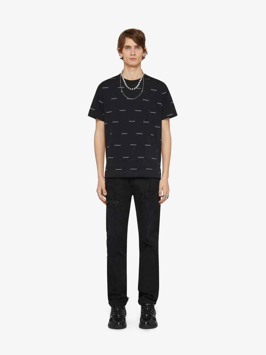 Men Givenchy Pants | Slim Fit Jeans In Destroyed Denim Black