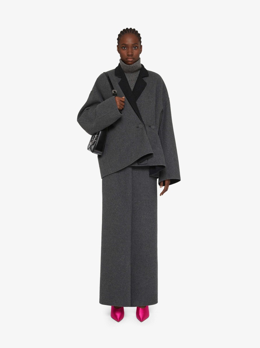 Women Givenchy Skirts | Skirt In Double Face Wool Dark Grey/Grey