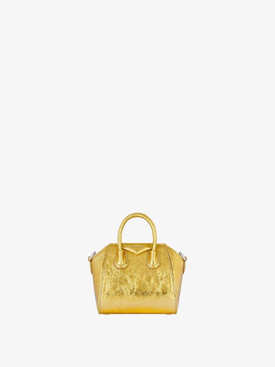 Women Givenchy Antigona | Micro Antigona Bag In Laminated Leather Golden