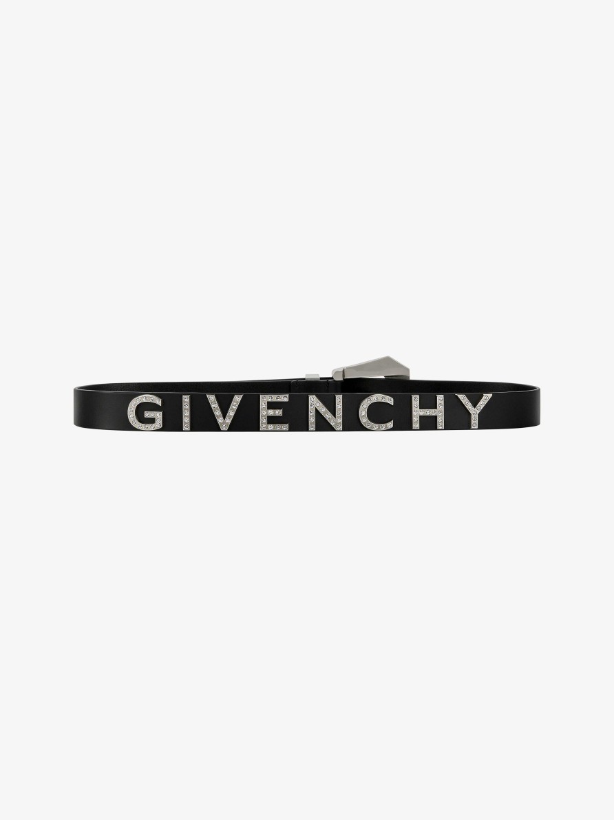 Men Givenchy Belts | Cowboy Belt In Leather With Strass Black