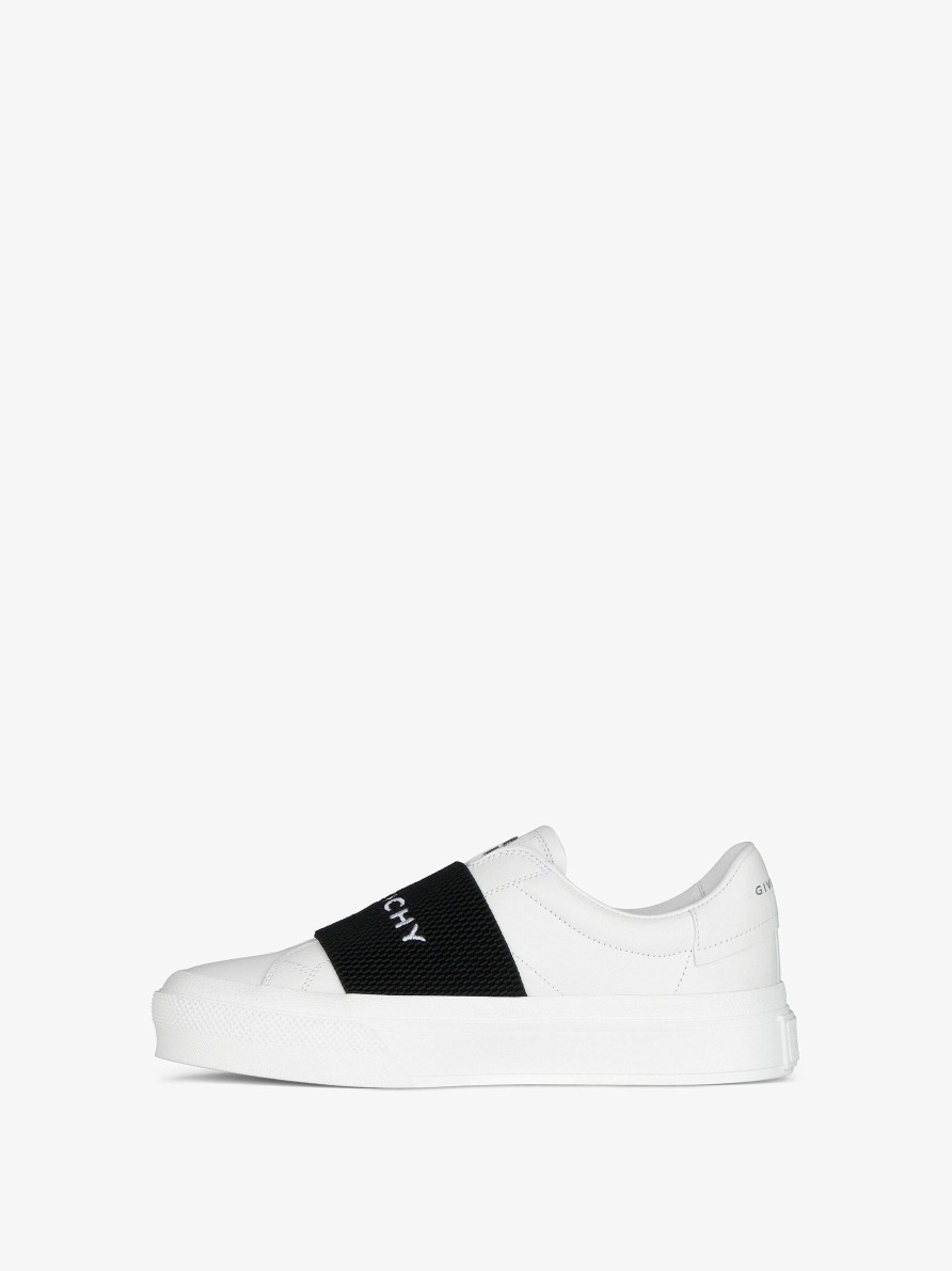 Women Givenchy Sneakers | City Sport Sneakers In Leather With Givenchy Strap White/Black