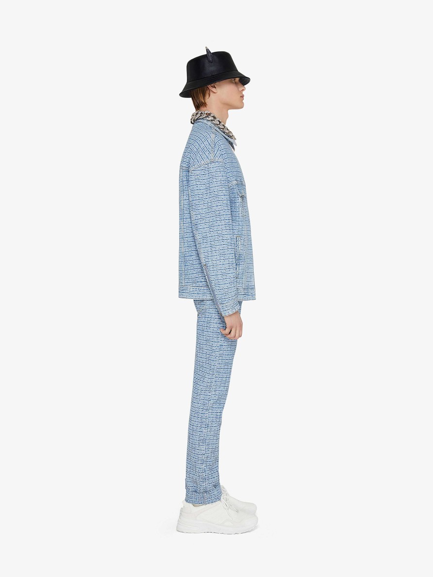 Men Givenchy Outerwear & Blousons | Oversized Jacket In 4G Denim Light Blue