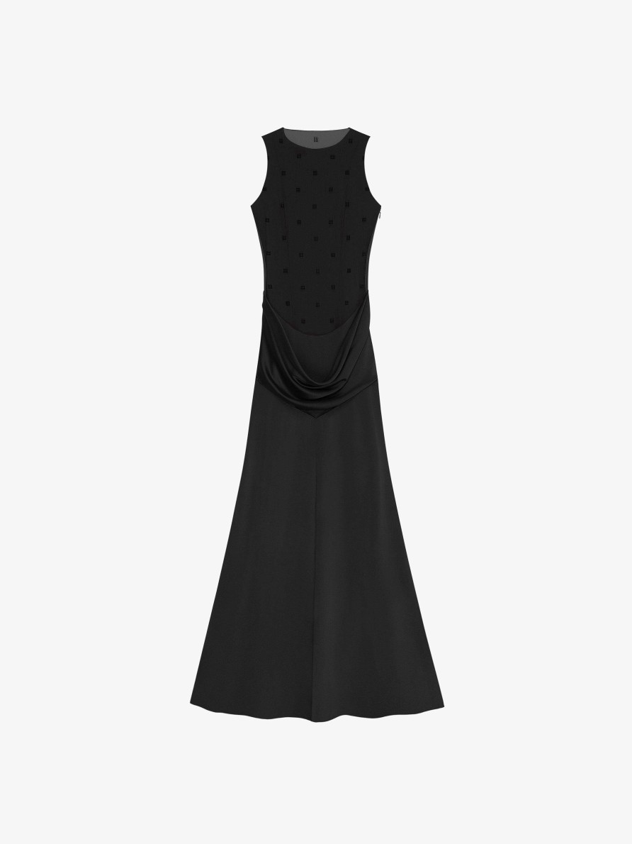 Women Givenchy Dresses | Evening Dress In Satin With Tulle And Drape Black