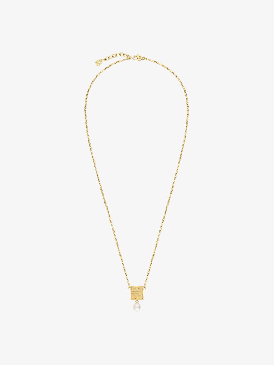 Women Givenchy Jewelry | 4G Necklace In Metal With Pearl Golden Yellow