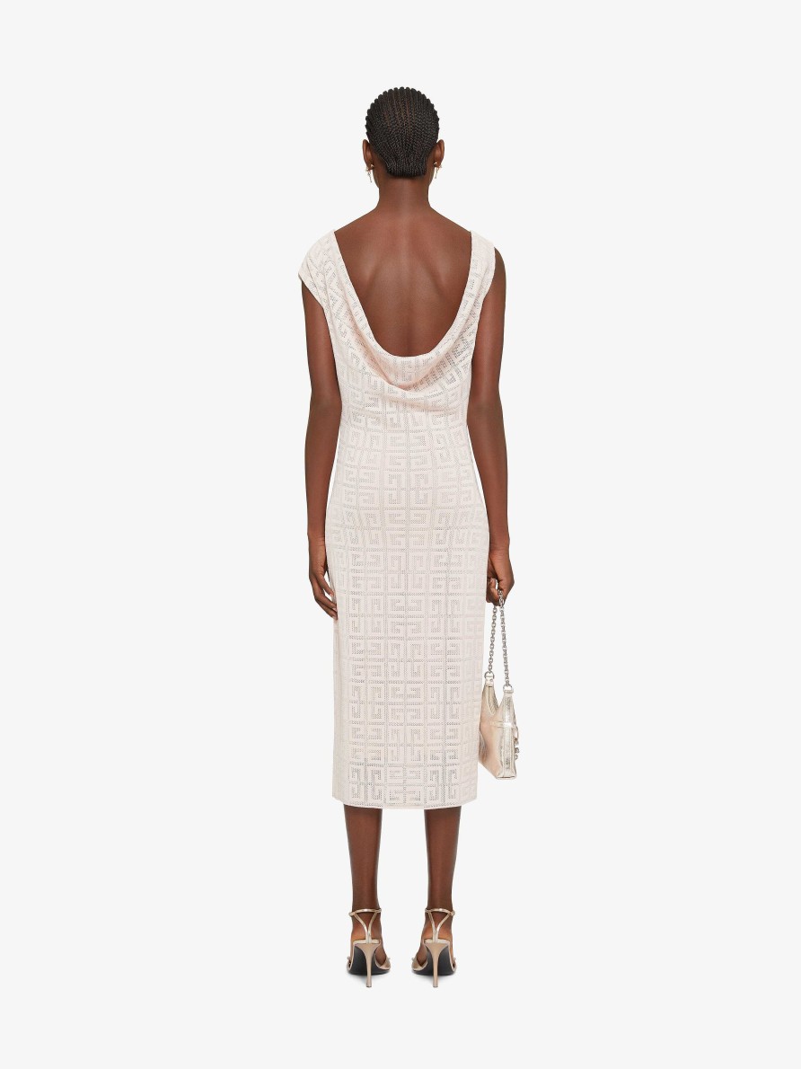 Women Givenchy Dresses | Draped Dress In 4G Jacquard Blush Pink