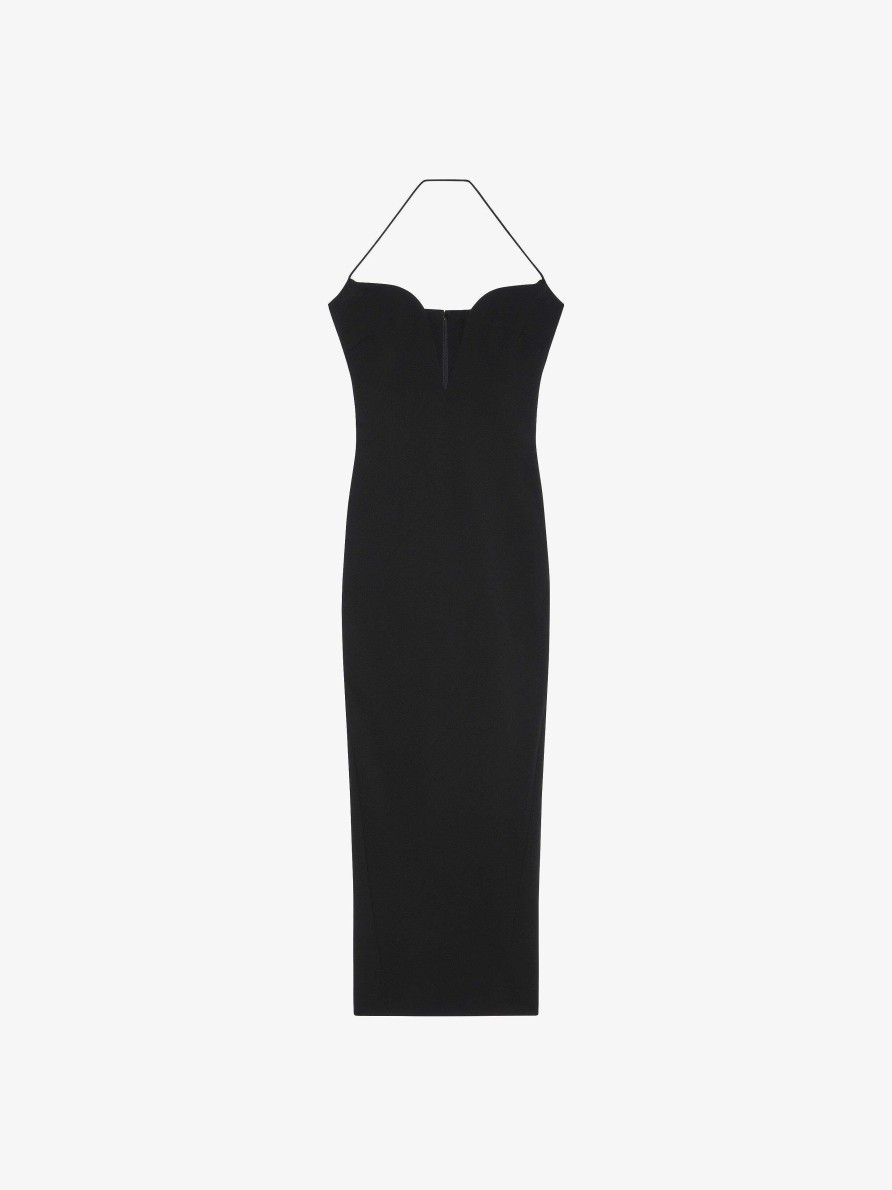 Women Givenchy Dresses | Dress In Wool With Plunging Neckline Black