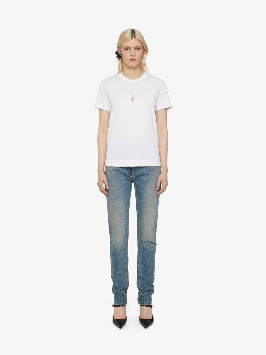 Women Givenchy T-Shirts | Givenchy 4G Slim Fit T-Shirt In Cotton White/Pink