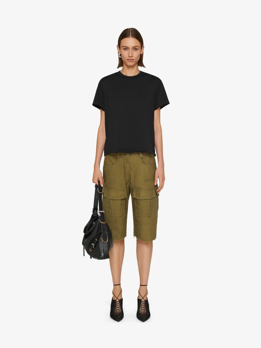 Women Givenchy T-Shirts | Oversized T-Shirt In Cotton With 4G Embroidery Black