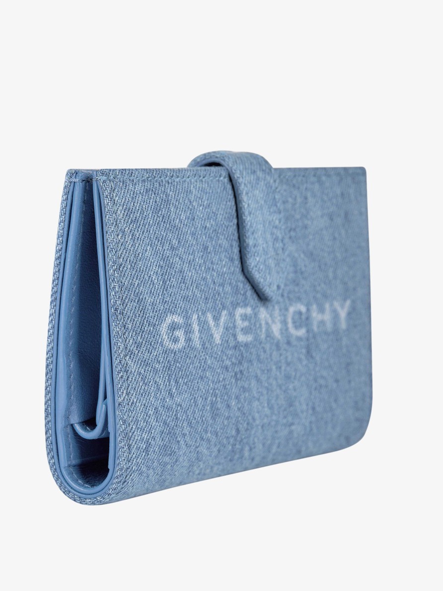 Women Givenchy Small Leather Goods | G-Cut Wallet In Denim Medium Blue