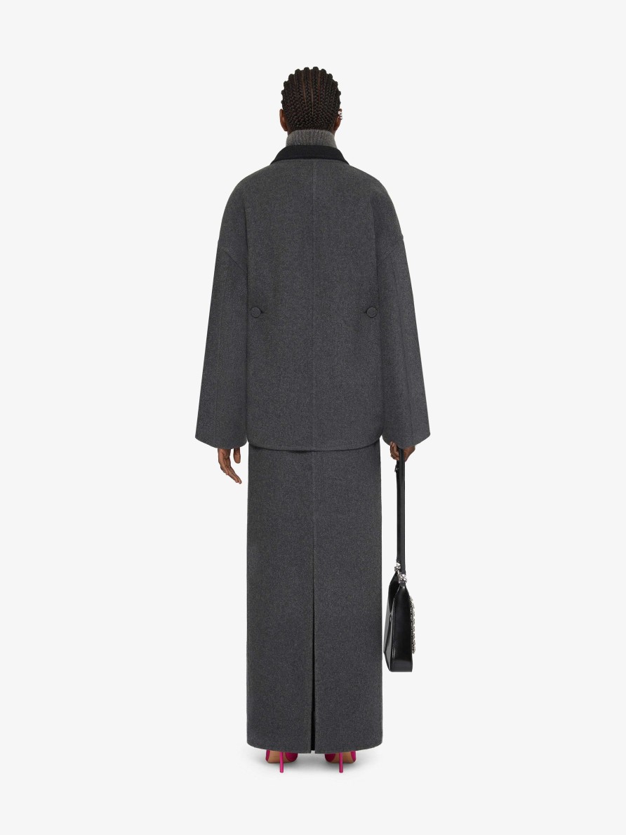 Women Givenchy Skirts | Skirt In Double Face Wool Dark Grey/Grey