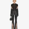 Women Givenchy Pants | Boot Cut Pants In Leather With Slits Black