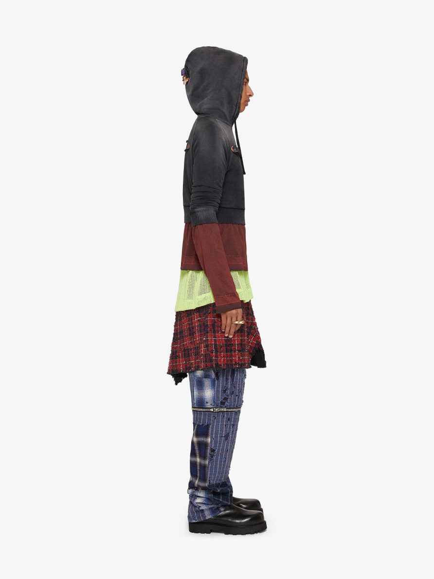 Men Givenchy Sweatshirts & Hoodies | Overlapped Hoodie In Cotton With Ornaments Multicolored