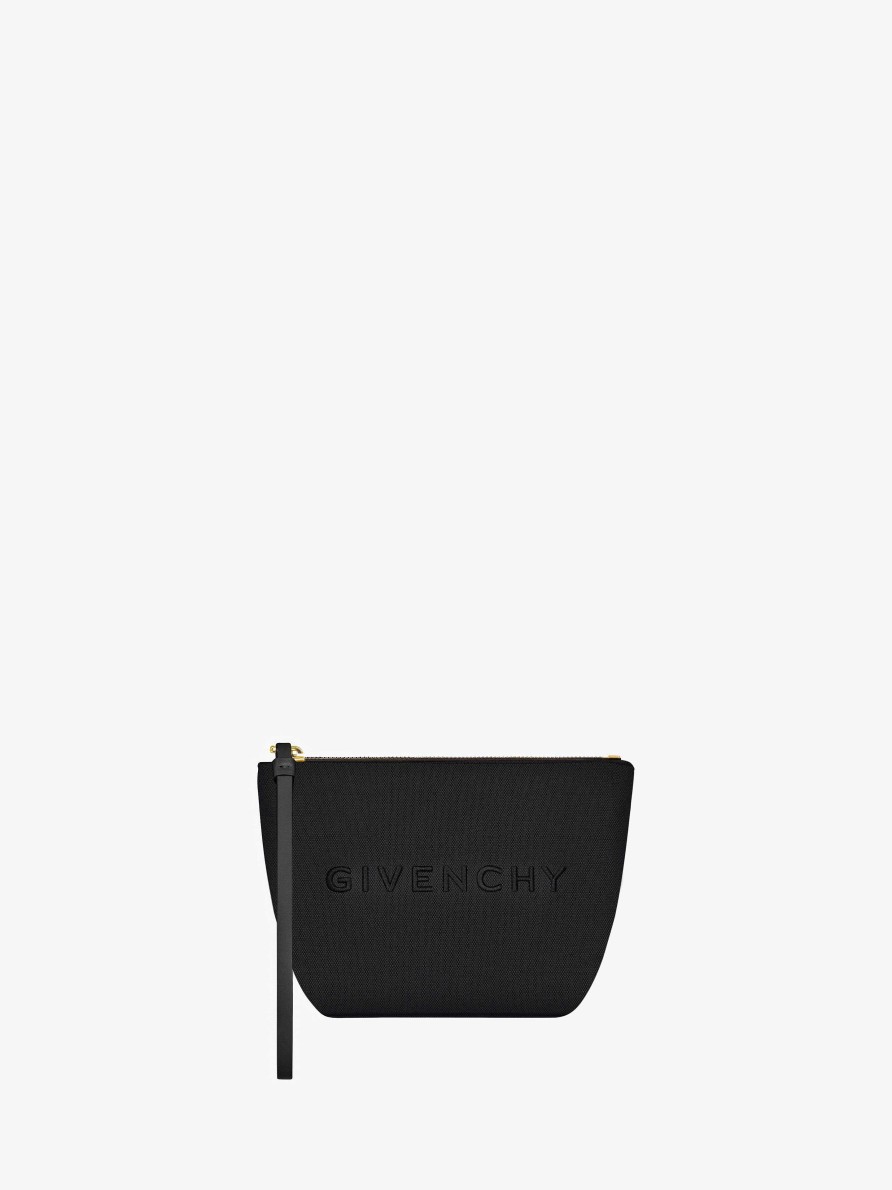 Women Givenchy Small Leather Goods | Mini Givenchy Pouch In Canvas Black