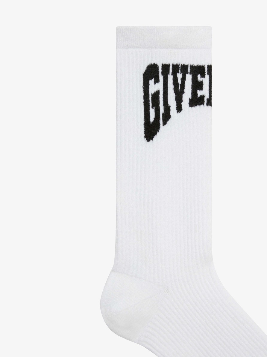 Men Givenchy Underwear | Givenchy College Socks In Cotton White/Black