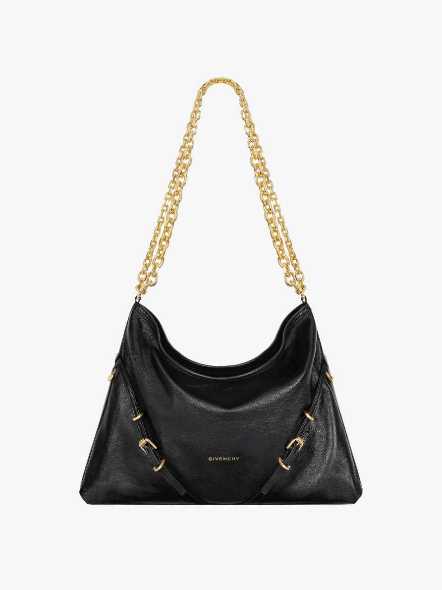 Women Givenchy Voyou | Medium Voyou Chain Bag In Leather Black