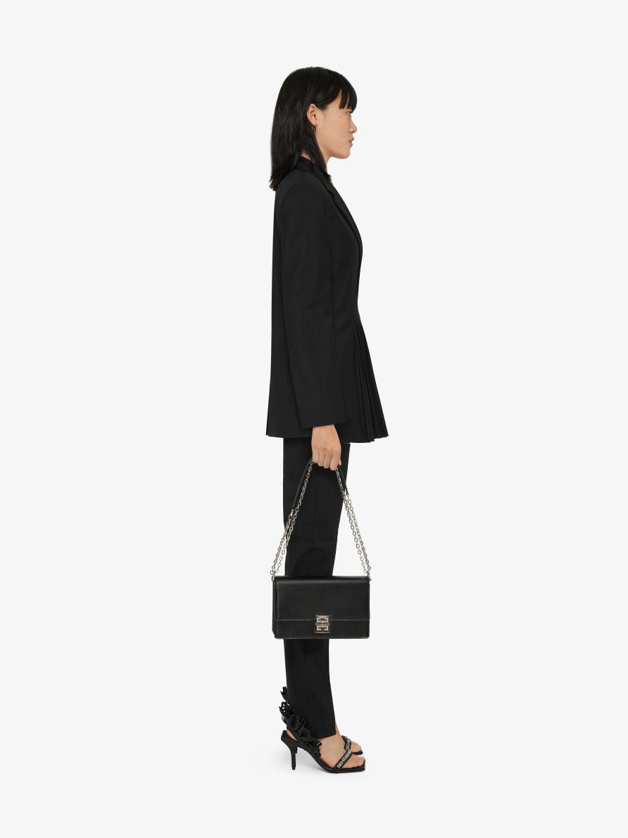 Women Givenchy Jackets & Coats | U-Lock Slim Fit Jacket In Wool With Pleated Details Black