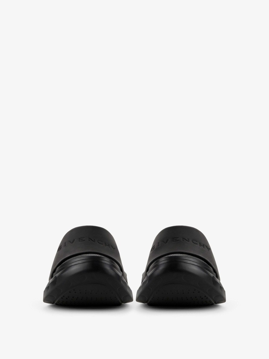 Women Givenchy Slides & Sandals | Marshmallow Wedge Sandals In Leather Black