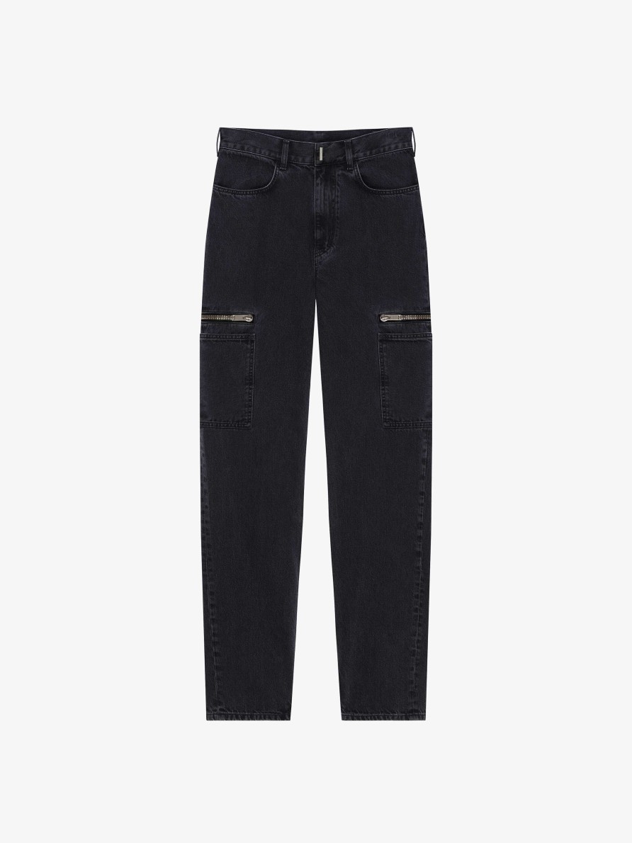 Men Givenchy Pants | Cargo Pants In Denim Black