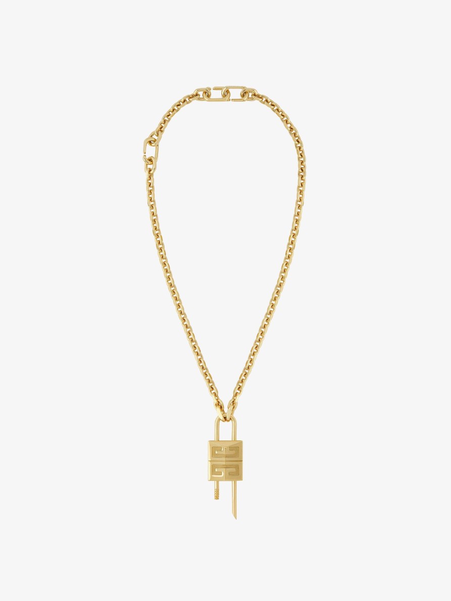 Men Givenchy Jewelry | Small Lock Necklace In Metal Golden Yellow