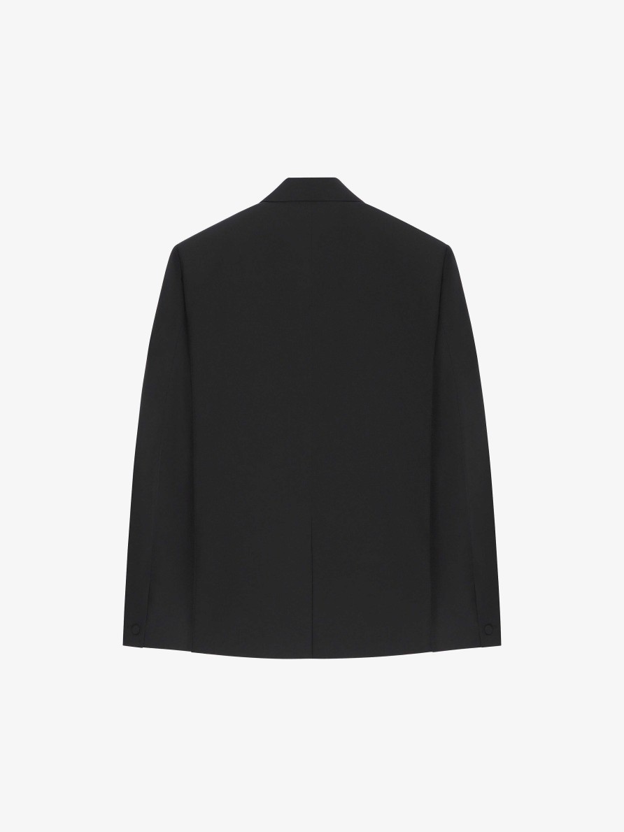 Men Givenchy Jackets & Coats | Oversized Jacket In Wool Flannel With Satin Collar Black