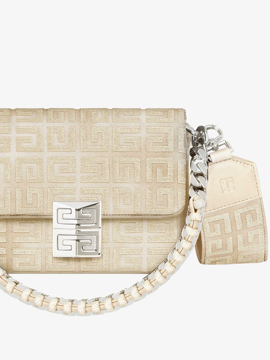 Women Givenchy 4G | Small 4G Bag In Lurex Embroidery With Chain Dusty Gold