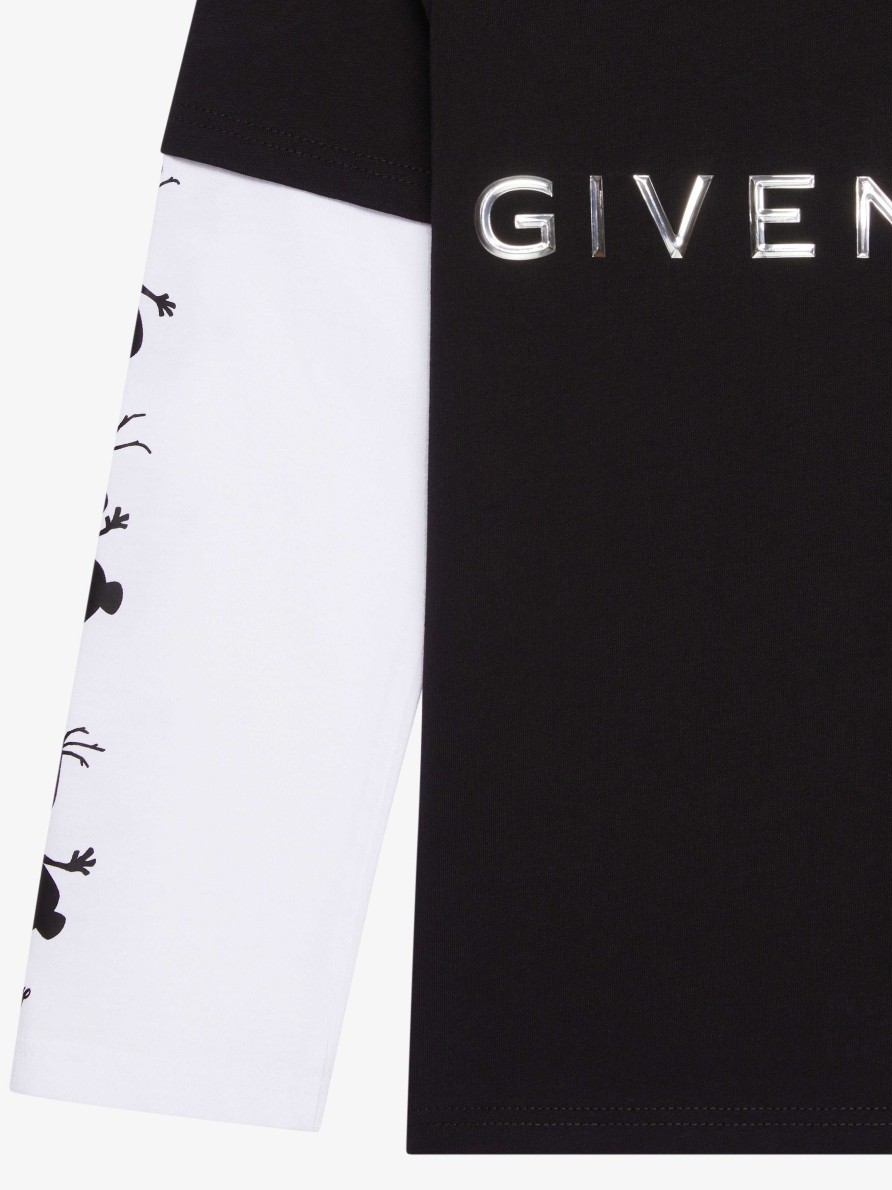 Men Givenchy Boy (4 To 12 Years) | Olaf Overlapped T-Shirt In Cotton Black/White