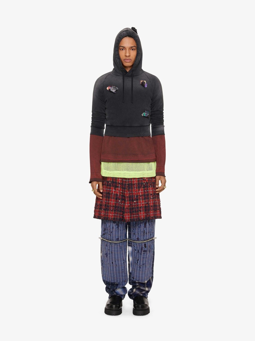 Men Givenchy Sweatshirts & Hoodies | Overlapped Hoodie In Cotton With Ornaments Multicolored