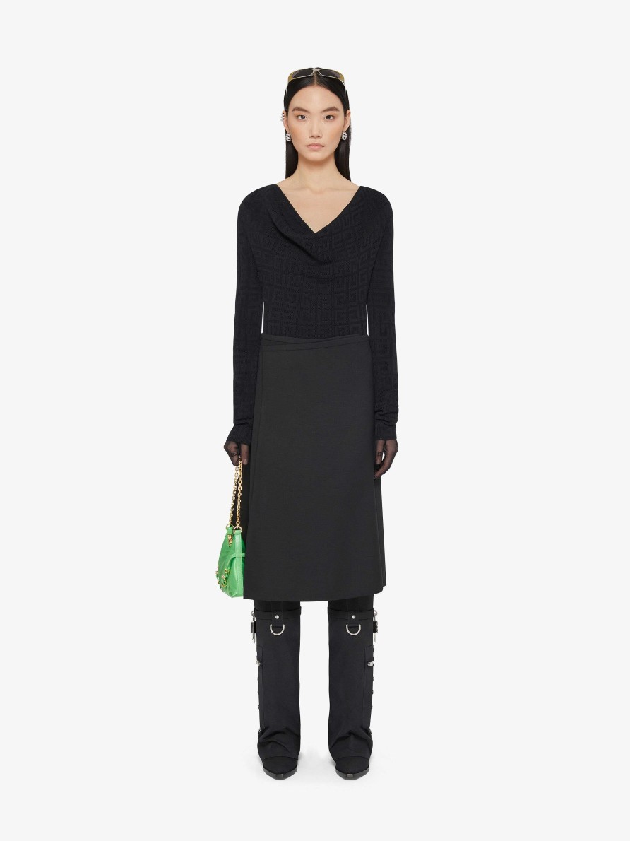 Women Givenchy Knitwear | Draped Sweater In 4G Jacquard Black