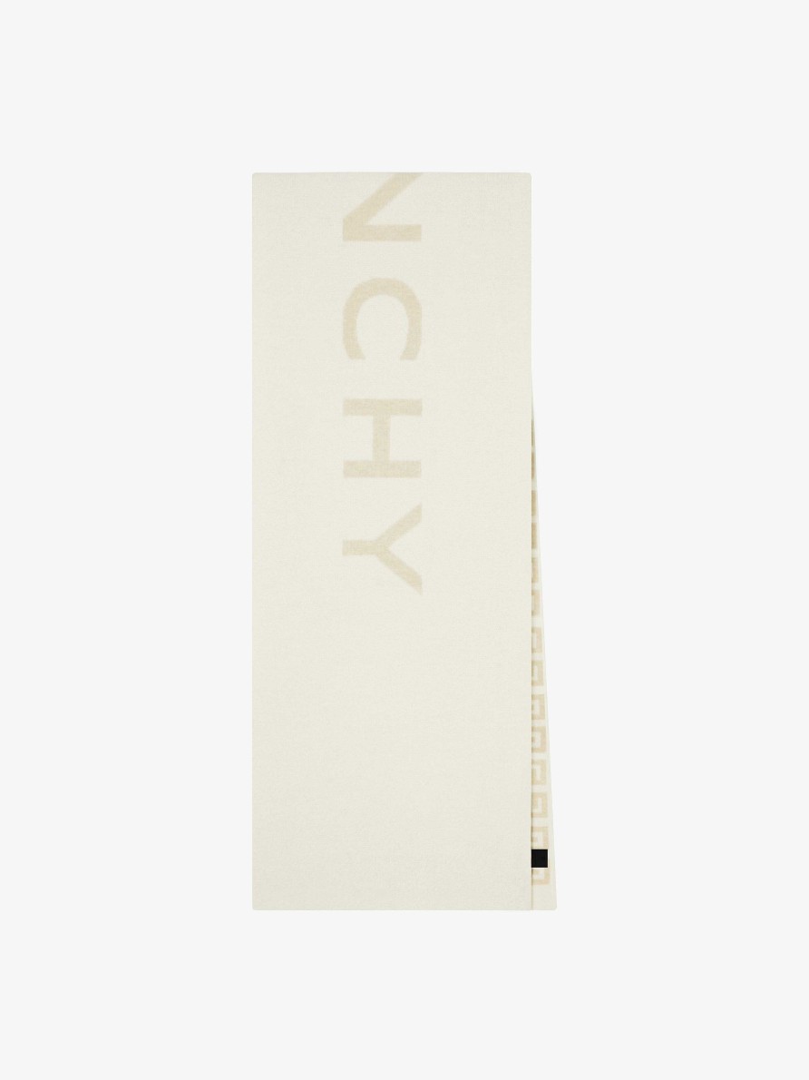 Women Givenchy Scarves | Givenchy 4G Double Sided Scarf In Wool And Cashmere White/Ecru