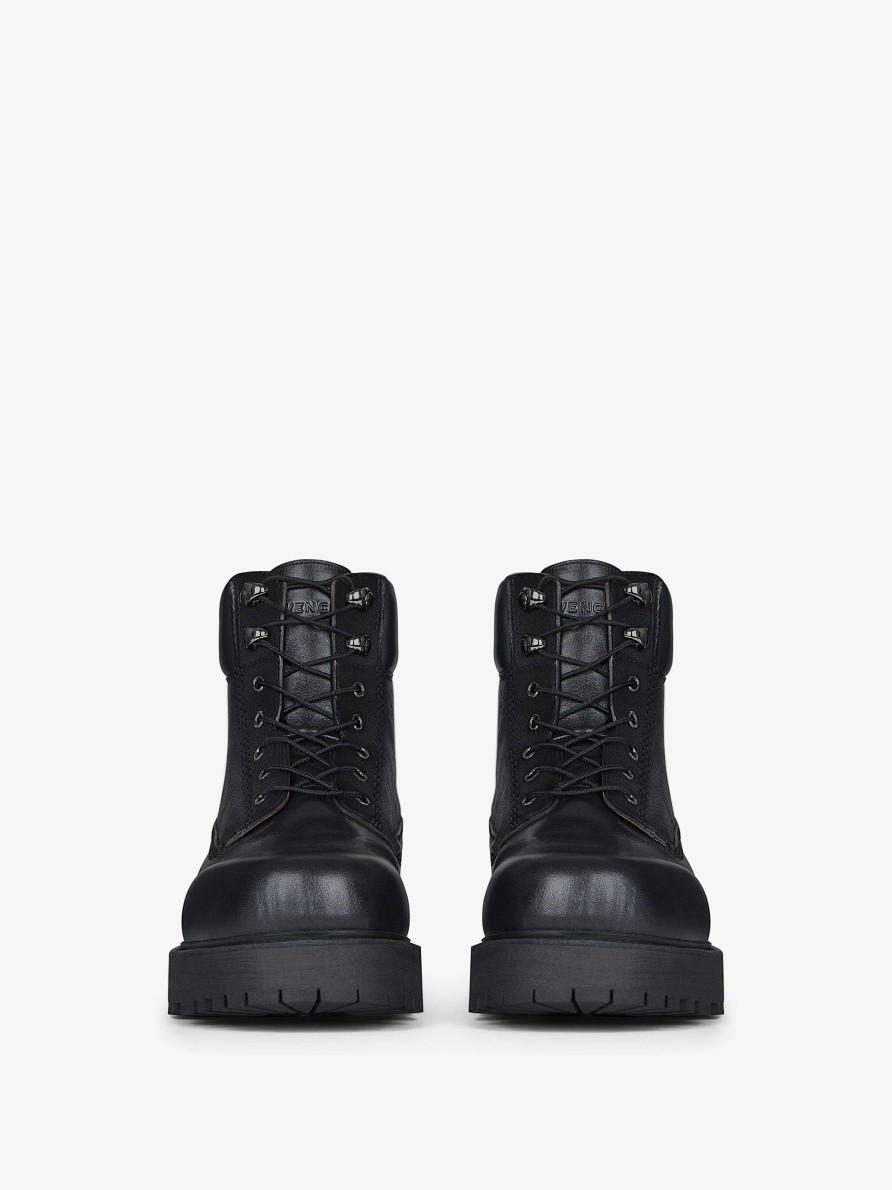 Men Givenchy Boots & Derbies | Show Ankle Workboots In Shiny Leather Black