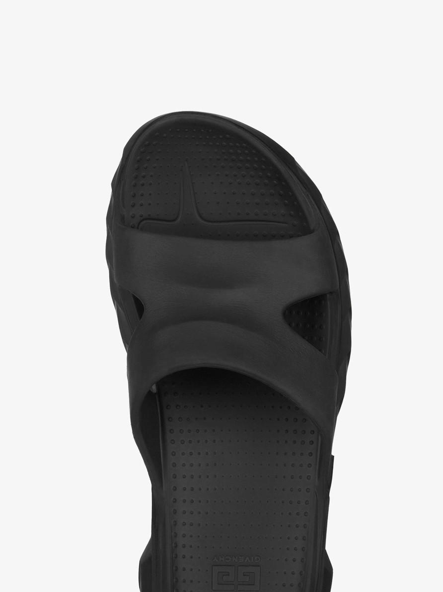 Men Givenchy Slides & Sandals | Marshmallow Flat Sandals In Rubber Black