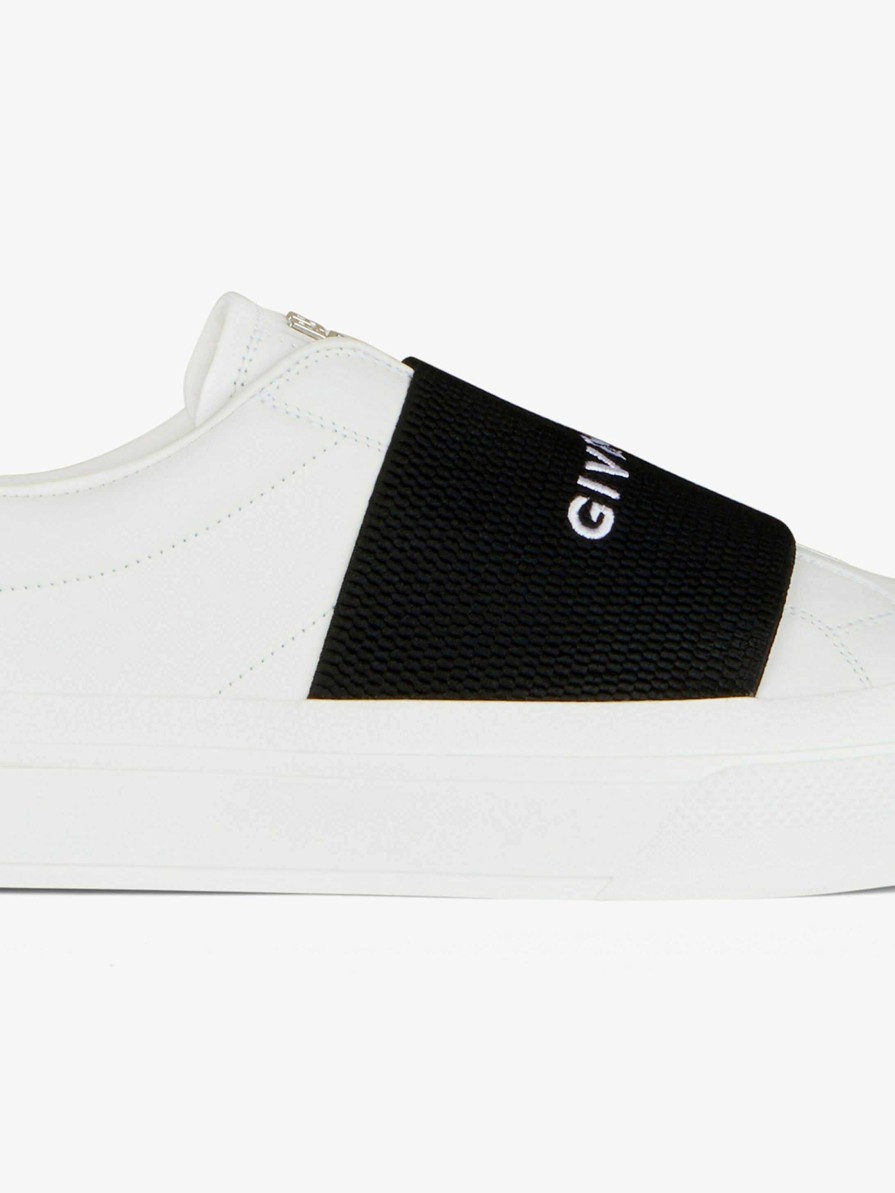 Men Givenchy Sneakers | City Sport Sneakers In Leather With Givenchy Strap White/Black