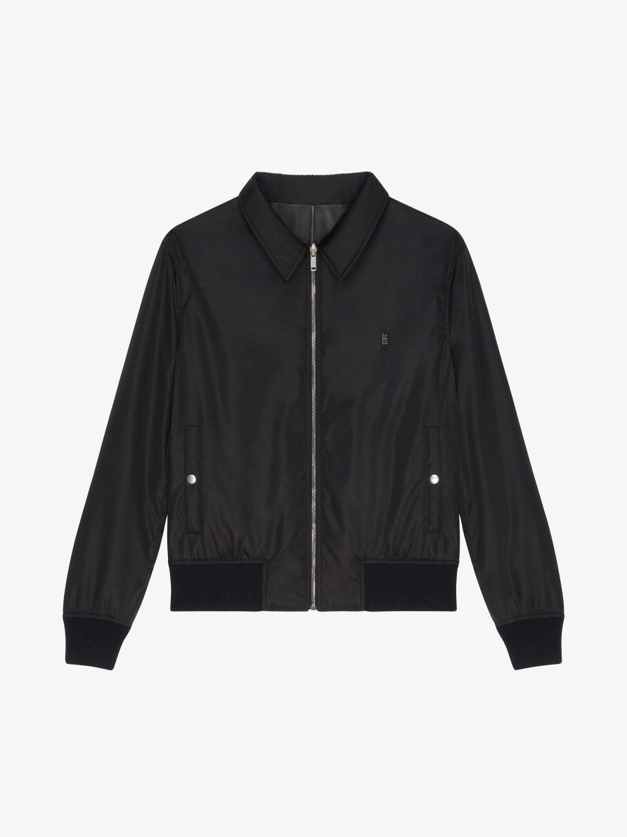 Men Givenchy Outerwear & Blousons | Reversible Bomber Jacket In Leather Black